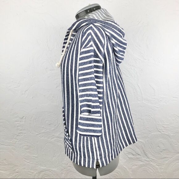 J. Crew Blue / Cream Striped Nautical Coastal Popover Beach Hoodie - Picture 7 of 16